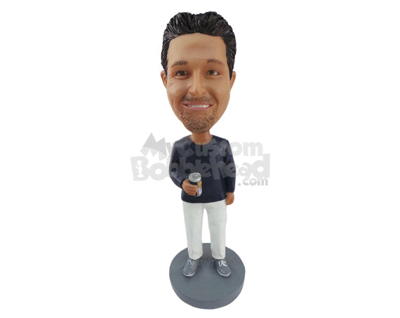 Man Wearing a Shirt and Pants while Holding a Cup and Wearing Shoes Personalized Bobblehead Man Wearing a Shirt and Pants while Holding a Cup and Wearing Shoes Personalized Bobblehead